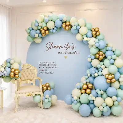 Pastel baby shower decoration setup