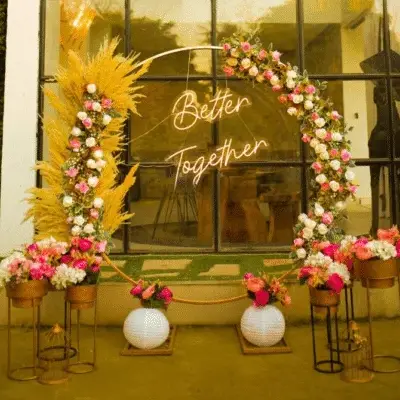 Floral engagement stage decoration